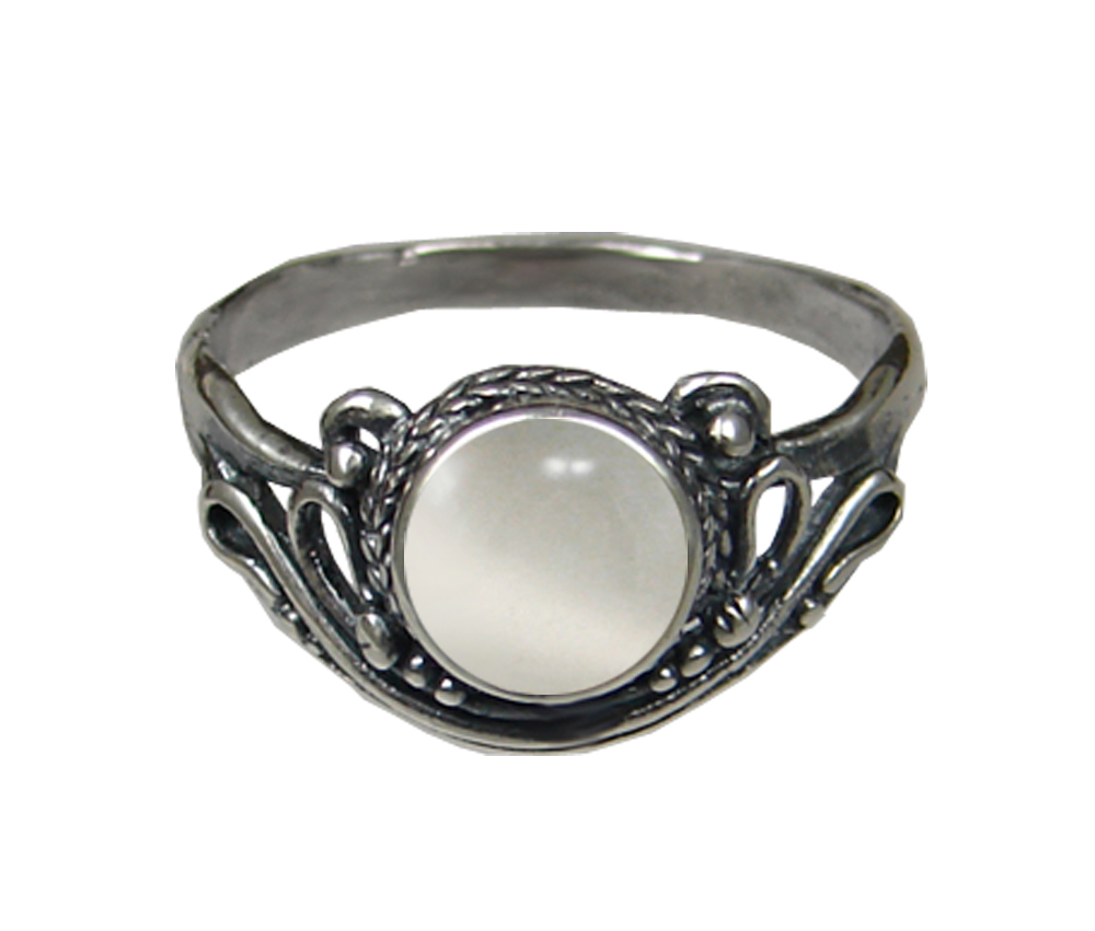 Sterling Silver Ring With White Moonstone Size 10